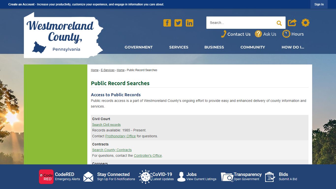 Public Record Searches - Westmoreland County, PA